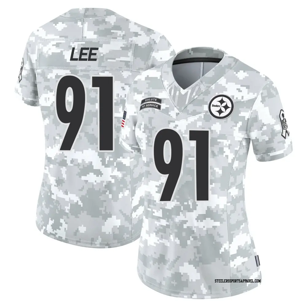 Limited Arctic Camo Women's Logan Lee Pittsburgh Steelers 2024 Salute to Service Jersey