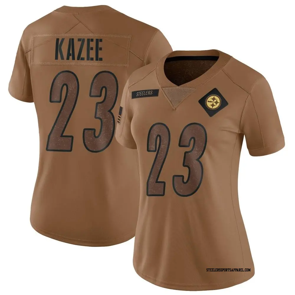 Limited Brown Women's Damontae Kazee Pittsburgh Steelers 2023 Salute To Service Jersey